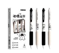 Qusinfc 4 Pieces Quiet Tap Ballpoint Pens Soft Touch 0.5mm Accuracy Smooth Writing Suitable for Students & Work Noiseless Ballpoint Pen Left Handed Blur Easy Pen