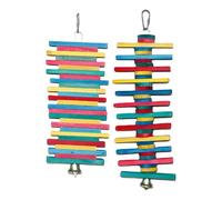 Qusinfc Colorful Chew Natural Wood Hanging Rope & Beads for Senegals Caiques Pet Birds Safe Cage Activity Wooden Bird Toy for Parrots Chewing
