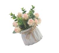 Qusinfc Decorative Faux Rose Flowers in Pots for Desktop Book, B