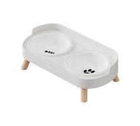 Qusinfc Elevated Double Bowl Ceramic Pet Food Bowls NonSlip Base Feeding Watering Dishes for Dog Cats Design Ceramic Pet Feeding Station