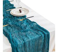 Qusinfc Exquisite Ruffled Table Runner Semi-Transparent Tablecloth For Home Furnishing Wedding Bridal Shower Birthday Textured Table Runners