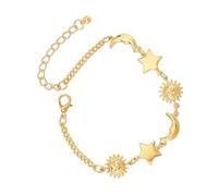 Qusinfc Fine 14K Gold Celestials Featuring Stars Adjustable Chain Gift Star Beach Charm Design Wristband Celestials Themed Adjustable Chain Jewelry