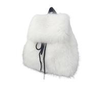 Qusinfc Furry Small Backpack With Drawstring Closures Flap Covers Shoulder Bag Fashionable Winter Plush School Bag For Women Casual Daypack For Women