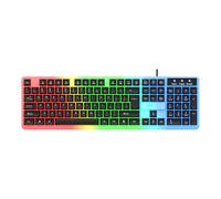 Qusinfc Gaming Keyboard Full Size LED Backlit Quiet Computer 104 Keys Corded Keyboards For PC Desktop Office Floating Keys