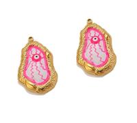 Qusinfc Gothic Styles Eye Pendants Showcasing Irregular Stone Texture and Vintage Drip Oil Aesthetic for Craft Use Irregular Stone Texture Drip Oil Devil Eye Pendant