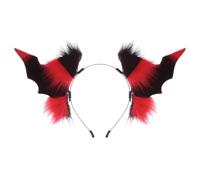 Qusinfc Lightweight Black Devil Horn Headpiece, Black red