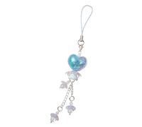 Qusinfc Multifunction Artistic Marble Effect Flower Phone Strap with Practical Keychain Shade Heart & Blossom Themed for Girl Lovely Mobile Holder