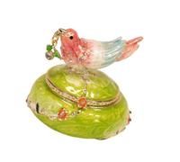Qusinfc Multifunctional Bird Jewelry Box, Hand Painted Alloy, Green