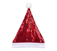 Qusinfc Pointed Santa Hat Reflective Body with White Plush Brim, Red