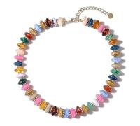 Qusinfc Rainbow Resin Bead Necklace Sturdy and Comfortable Unisex Accessory for Any Occasion Statement Fashion Jewelry