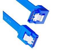 Qusinfc SATA3.0 Flexible 6Gbs Hard Disk Data Cable, Blue straight c urve | 90 Degree Angled Connector for Disk Drive Server Heavy Duty Hardware Accessories for Fast Data Transmission