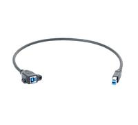 Qusinfc Screw Mounted USB3.0 B Male To Female Printer Cable Screw Panel Mount 50cm 20inch Fast Speed Data Transfer Panel Mount Printer Cable