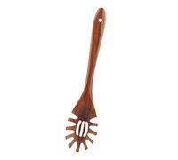 Qusinfc Smooth Surfaces Noodles Serving Tool Wooden Ergonomic 30cm Spoon Spaghetti Fork Tongs with Teeth Nonstick Cooking Tool
