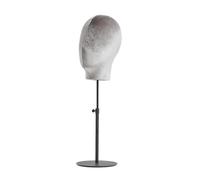 Qusinfc Stylish Velvets Manikin Head Block Wigs and Hat Display Stand with Adjustable Height and Secure Metal Base Hairpiece Rack Gray Mannequin Head