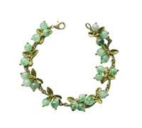 Qusinfc Sweet Spring Plant Bracelets For Women Vintage Statement Colorful Beads Cranberry Leaves Bangle Female Jewelry Beaded Bracelets
