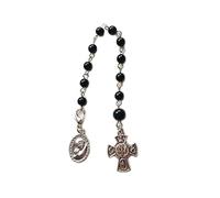 Qusinfc Trend Black Beaded Cross Catholic Rosary Simple Bangle Must-Have Accessory for Women Men Black Bead Pendant