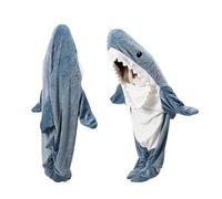 QUSLLIS Shark Blanket- Blanket - Made of Super Soft, Cosy Flannel with Hood, Jumpsuit, Hoodie, Shark Sleeping Bag, Portable Blanket for Adults and Children, M