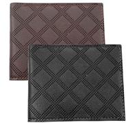 Qusmeiyici 2 Pack Men's Bifold Wallet, Leather Mens Wallets Soft Rhombus Pattern Multi-Card Wallet Portable Short Wallet Stylish Minimalist Wallets for Men and Women