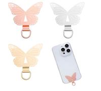 Qusmeiyici 3PCS Butterfly Phone Tether Tabs, Stainless Steel Cell Phone Lanyard Case Patch Universal Cellphone Lanyard Pads Strap Holder Patch