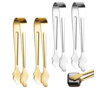 Qusmeiyici 4.3Inch Stainless Steel Mini Appetizer Tongs, 2 Pieces, Gold, Small