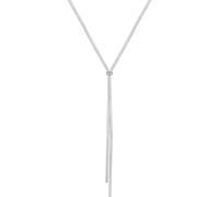 Qusmeiyici Silver Necklace, Lariat Y Necklace Boho Layered Choker Long Herringboe Chain Necklace Adjustable Necklace Flat Snake Bone Necklace for Women Girls