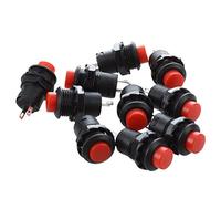 Qussedser 10 Pcs Latching Action SPST Round Red Push Button Switch AC 125V 3A