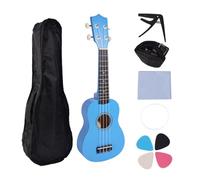 Qussedser 21 Inch Ukulele Set for Beginners 4-String Small Guitar Basswood Ukulele with Carry Bag Clip and 4 Picks-Blue