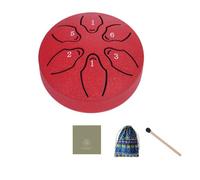 Qussedser 3 Inch 6 Tone Outdoor Steel Tongue Drum Rain Drum Instrument Mini Hand Drum Ethereal Drumstick Red