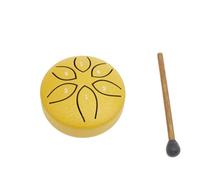 Qussedser 3 Inch 6 Tone Steel Tongue Drum Mini Hand Pan Drums with Drumsticks Percussion Musical Instruments Drum Yellow