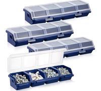 Qussedser 4Piece Screw Organizers and Storage Bins Plastic Divided Storage Containers with Locks with Compartment Bolt Organizer Blue