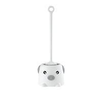Qussedser Cartoon Cute Piggy Toilet Brush Soft Hair Household Cartoon Toilet Cleaning Brush Tools with Holder -Gray