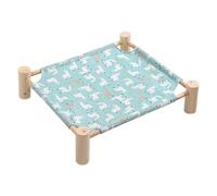 Qussedser Cat and Dog Hammock Bed Wooden Cat Hammock Elevated Cooling Bed Detachable Portable Indoor Outdoor Pet Bed Suitable E