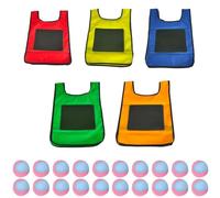 Qussedser Eludeball Game Set -5Pcs Kids Eludeball Tag Sticky Vests with 20 Sport Elude Balls for Indoor Outdoor Playground Games M