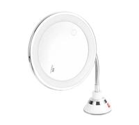 Qussedser Flexible Gooseneck Makeup Mirror with LED Light 10X Magnifying Mirror Suction Cup Bright Diffused Light and 360 Degree