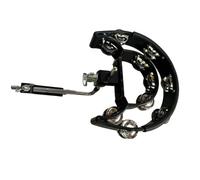 Qussedser Hi Hat Tambourine Drum Set with Connection Clamp Multifunctional Hand Bell Rattle Double Row Bells Musical Instrument