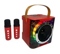 Qussedser High Power Karaoke Bluetooth Speaker Stereo Surround Wireless Subwoofer Music Rhythm Light with Dual Microphone A