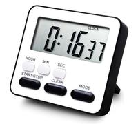 Qussedser Kitchen Timer Count Down Count Up,Multifunctional Alarm Clock,Desk Clock,Black Easy Install Easy to Use