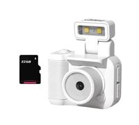 Qussedser Mini SLR Style Camera Cmos 32GB with Flash Light and Charging Dock Portable Video Recorder DV 1080P with LCD Screen B