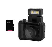 Qussedser Mini SLR Style Camera Cmos 32GB with Flash Light and Charging Dock Portable Video Recorder DV 1080P with LCD Screen A