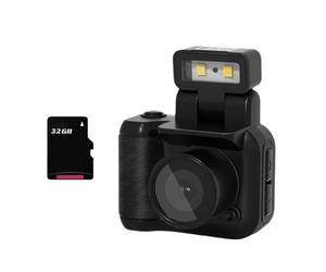 Qussedser Mini SLR Style Camera Cmos 32GB with Flash Light and Charging Dock Portable Video Recorder DV 1080P with LCD Screen A