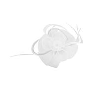 Qussedser New Lady Girl Fascinator Hat Headdress Cocktail Church Wedding, White