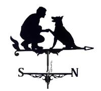 Qussedser Stainless Steel Weathervane Black Metal Patio Roof Outdoor Decorative Weathervane Outdoor Garden Roof Fence Weathervane