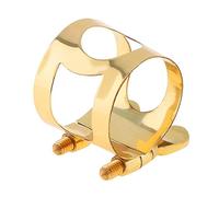Qussedser Tener Saxophone Mouthpiece Ligature Gold-Plated BRass Ligature Fastener For Rubber Saxophone（Sub-lower B）