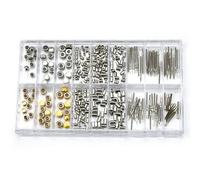 Qussedser Watch Crown Parts Replacement Assorted Dome Flat,Handle Tubes, Handle Bushings Watch Replacement Parts Repair Tool Kit