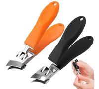 Qussedser Wide Jaw Opening Anti-Splash Slanted Nail Clipper,No Splash Nail Trimmer for Men,Slanted Nail Clippers,2pcs Ingrown Nail