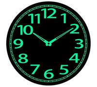 Qussedser Wooden Glow in the Dark Clock, 12 Inch Silent Non-Ticking, Energy-Absorbing Luminous Wall Clock for Bedroom Living Room