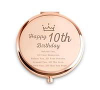 QUSTGO 10th Birthday Gifts for Girls, Female Presents for 10 Year Old, Personalised Engraved Compact Mirror Gift for Her Daughter Niece Granddaughter Sister Friend