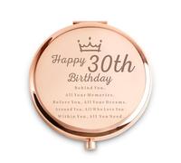 QUSTGO 30th Birthday Gifts for Women, Female Presents for 30 Year Old, Personalised Engraved Compact Mirror Gift for Her Ladies Mum Aunt Wife Sister Daughter Friends