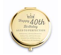 QUSTGO 40th Birthday Gifts for Women, Female Presents for 40 Year Old, Personalised Engraved Compact Mirror Gift for Her Ladies Mum Aunt Wife Sister Daughter Friends