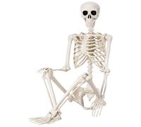 QUSTGO 5.4 ft Halloween Skeleton - 165cm Life Size Human Skeleton with Full Body Posable Joints - Spooky Scary Plastic Skeleton for Outdoor Decoration, Halloween Party Decor, Haunted House Props